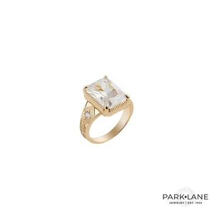 Park Lane “LOVE STORY” Gold Ring w/Clear Stone Size 7 BNWT